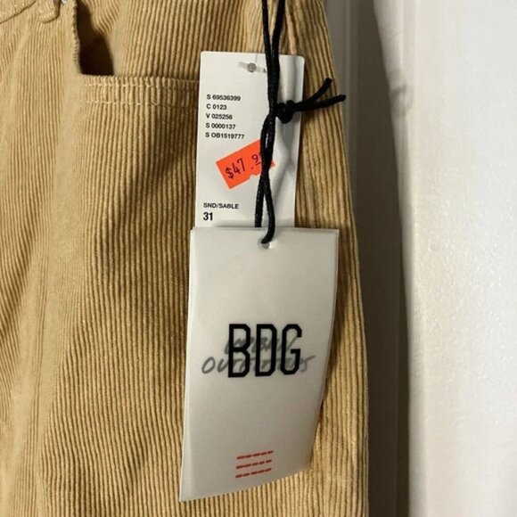 NWT Urban Outfitters BDG Pegged Cowboy Tan Corduroy Pants Womens 31 - Picture 4 of 10